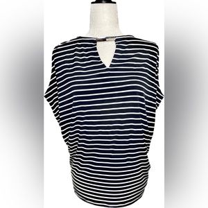 Classic Blouse TOP Black&White Striped Sleeveless Relax Casual Michael Kors
